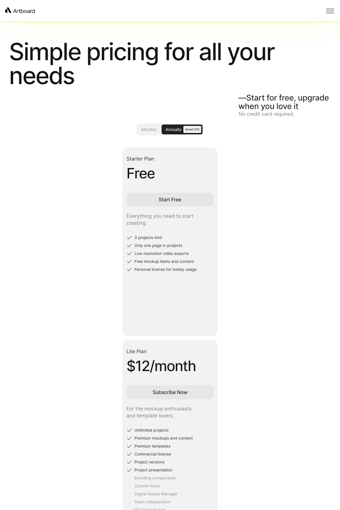 Artboard Studio landing page