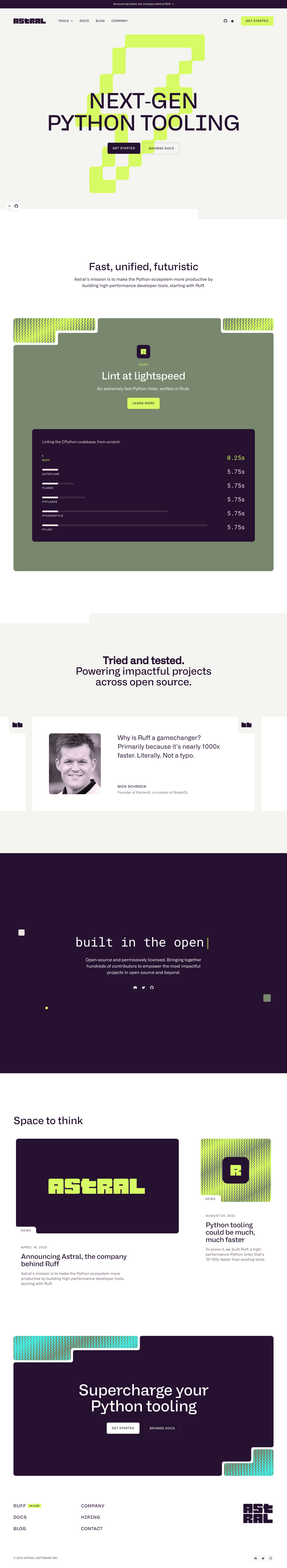 Astral desktop landing page