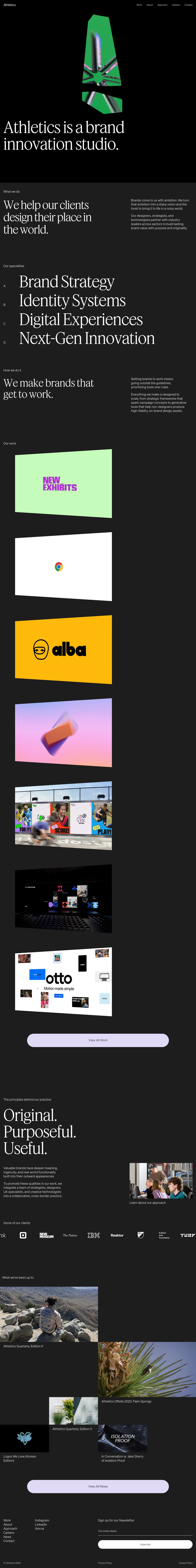 Athletics desktop landing page