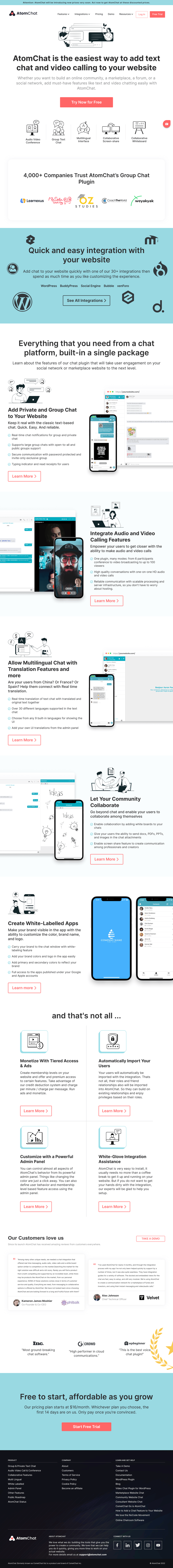 AtomChat desktop landing page