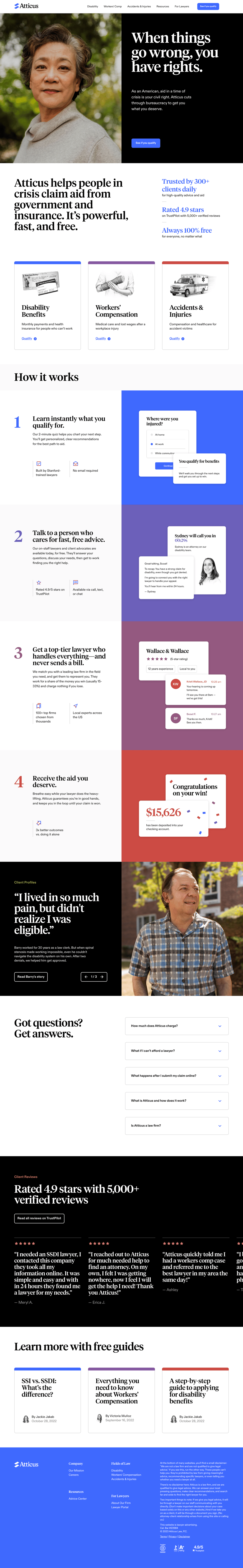 Atticus desktop landing page