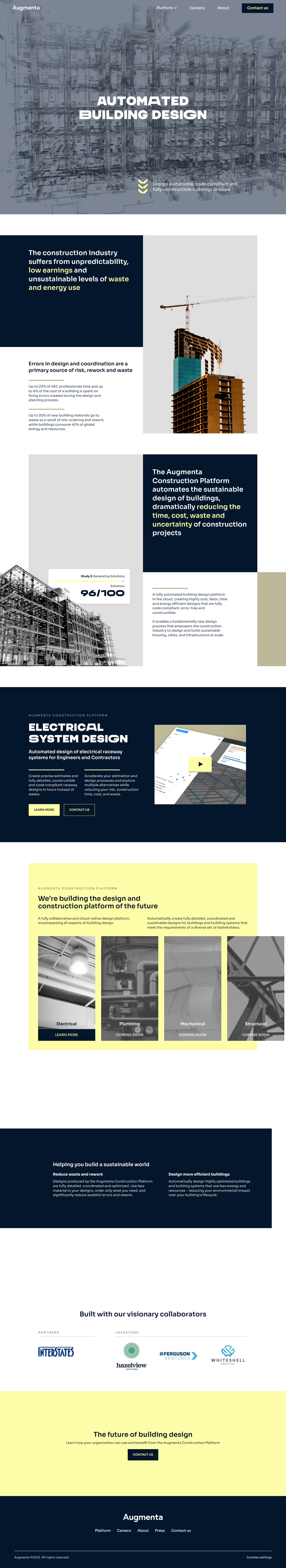 Augmenta desktop landing page