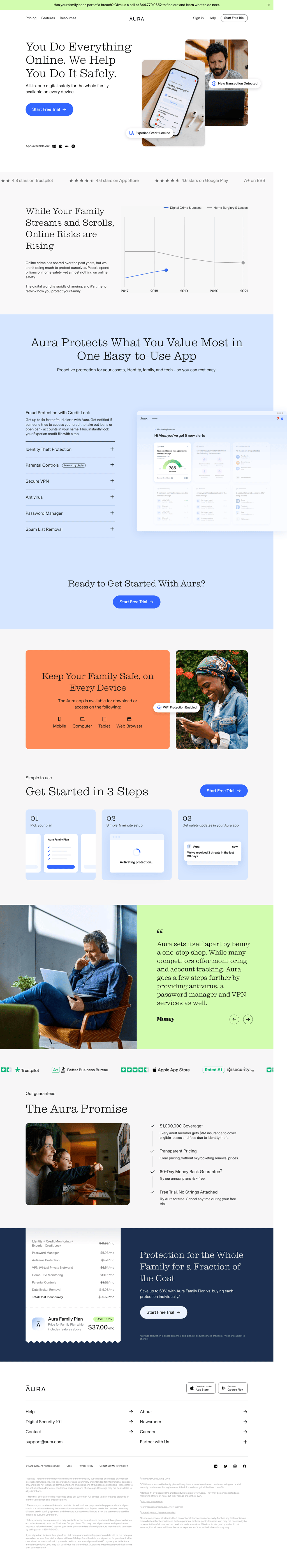 Aura desktop landing page