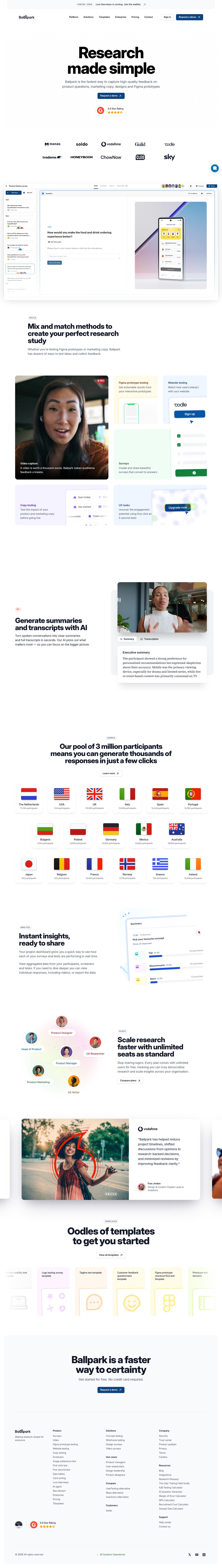 Ballpark desktop landing page