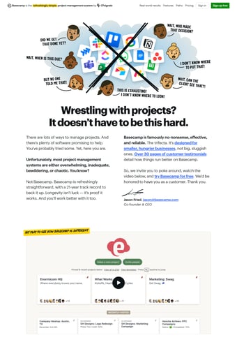 Basecamp landing page