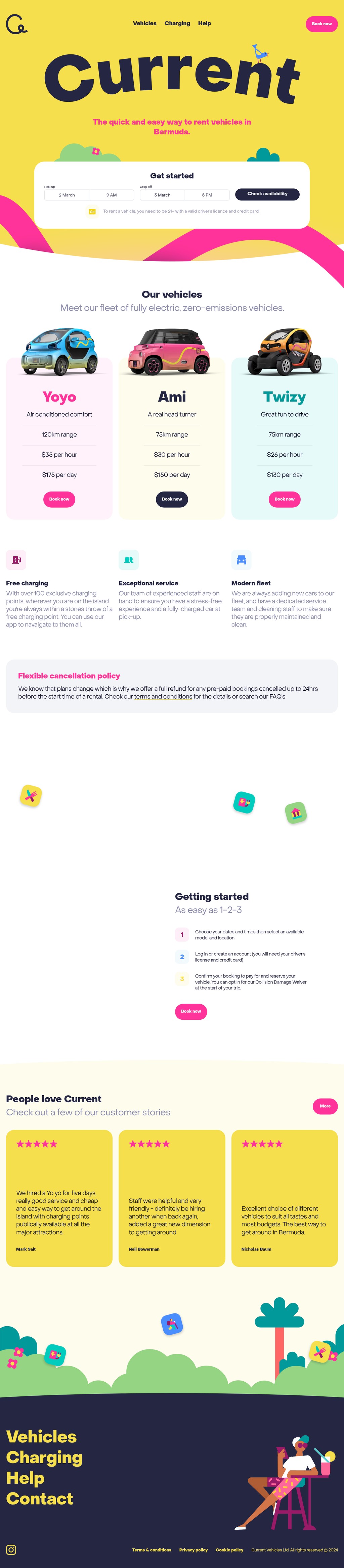 Bermuda's best rental car company desktop landing page