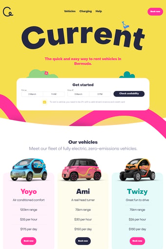 Bermuda's best rental car company landing page