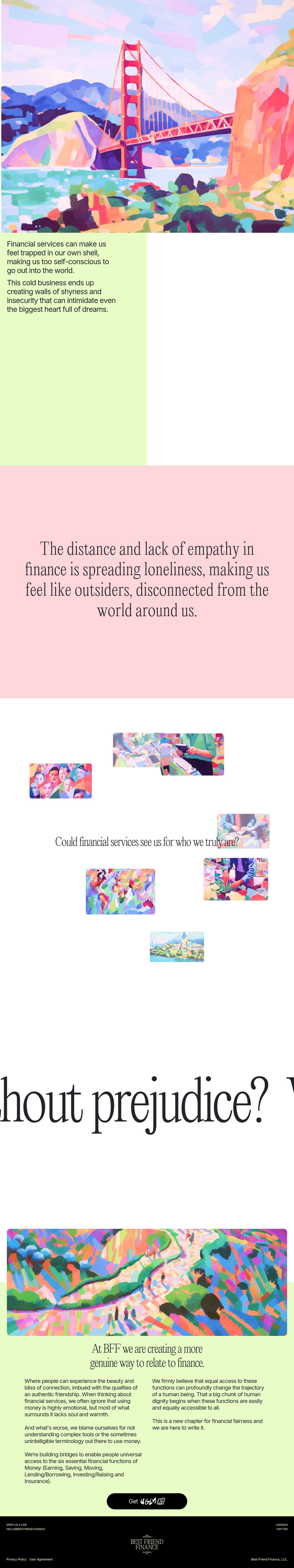 Best Friend Finance desktop landing page