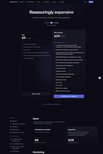 Better Stack landing page