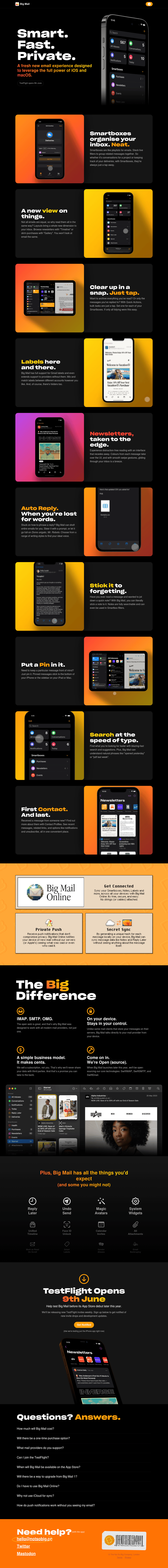 Big Mail desktop landing page