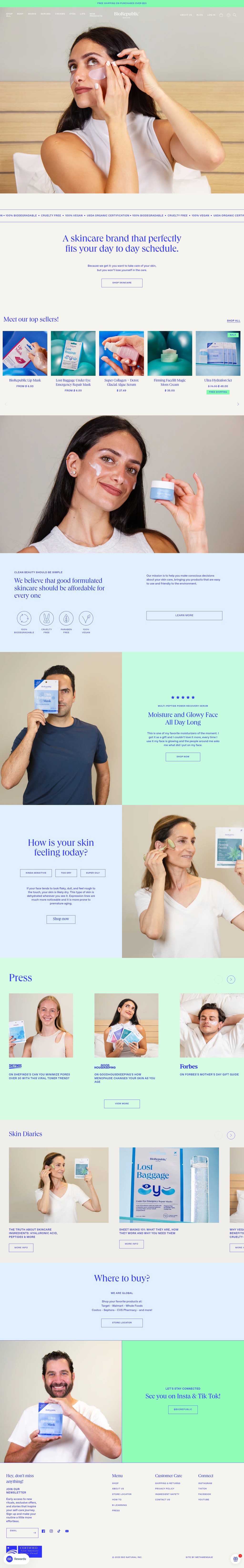 BioRepublic SkinCare desktop landing page