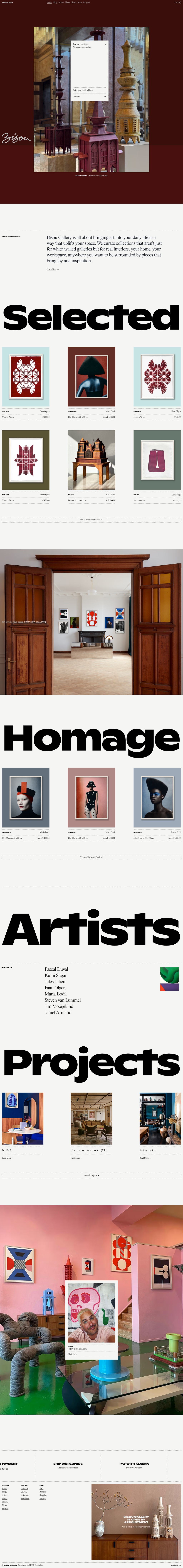 Bisou Gallery desktop landing page