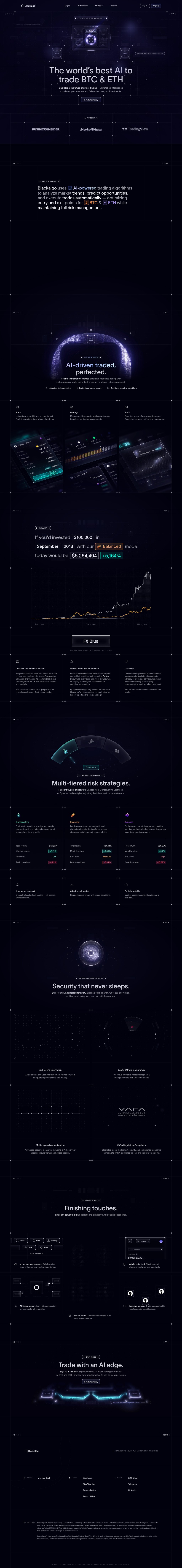 Blackalgo desktop landing page