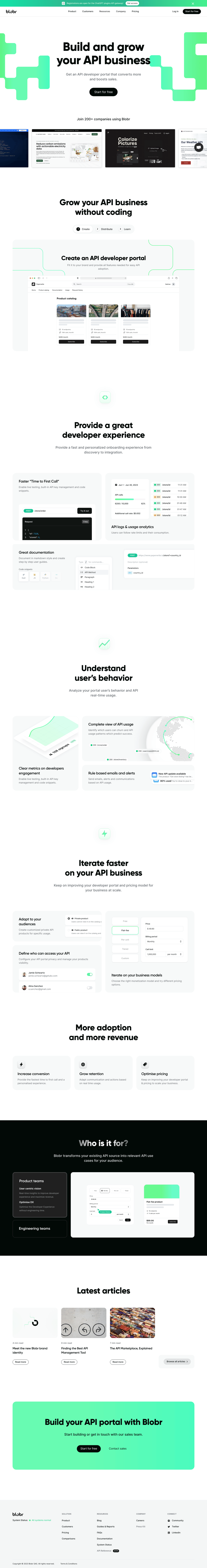 Blobr desktop landing page