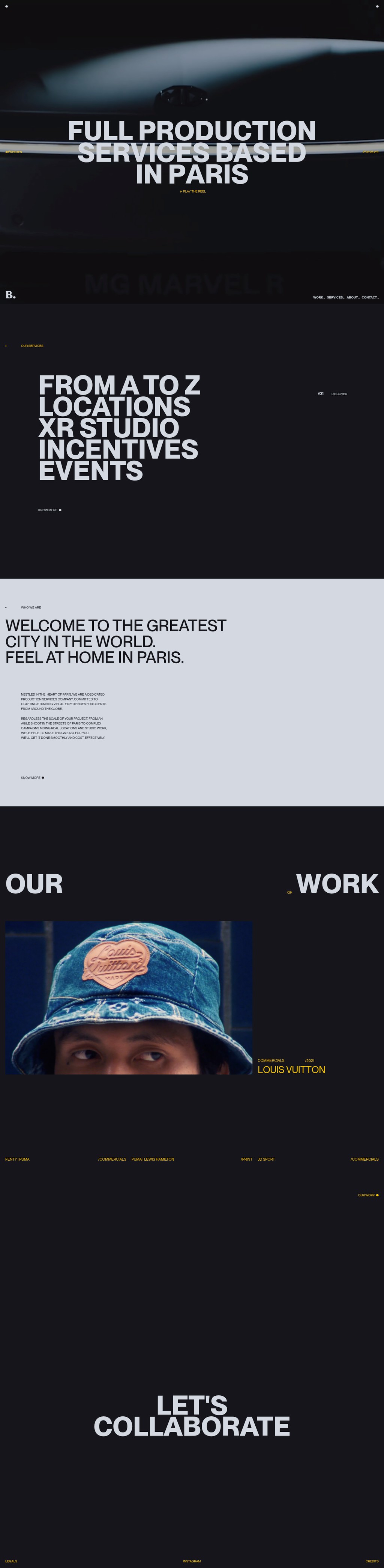 BLOOM. Production Services in Paris desktop landing page