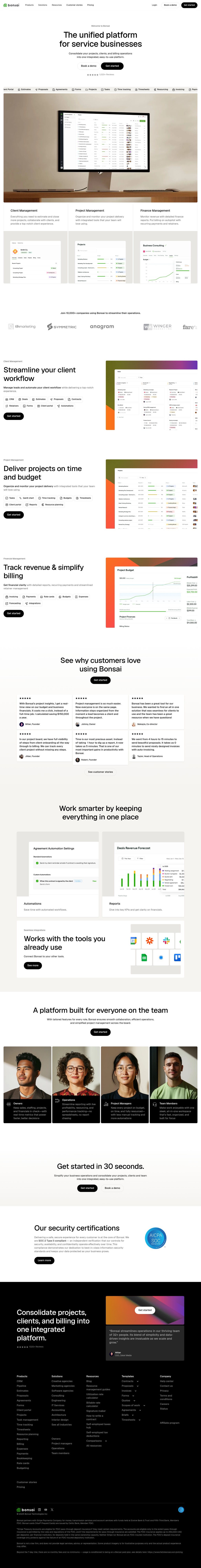 Bonsai desktop landing page