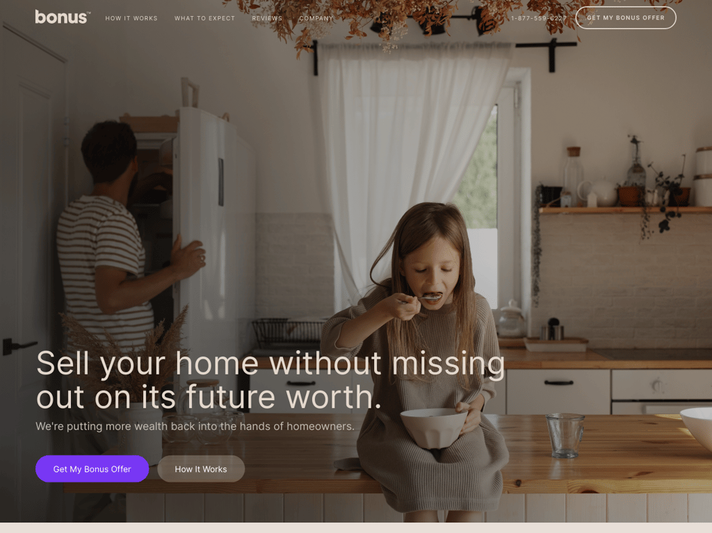 Bonus desktop landing page