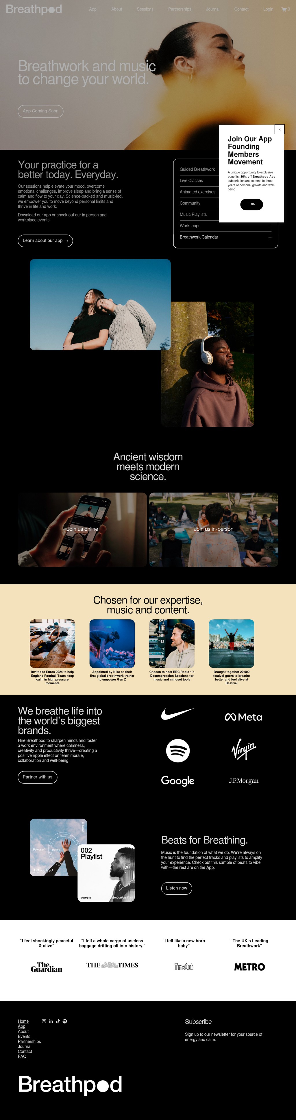 Breathpod desktop landing page