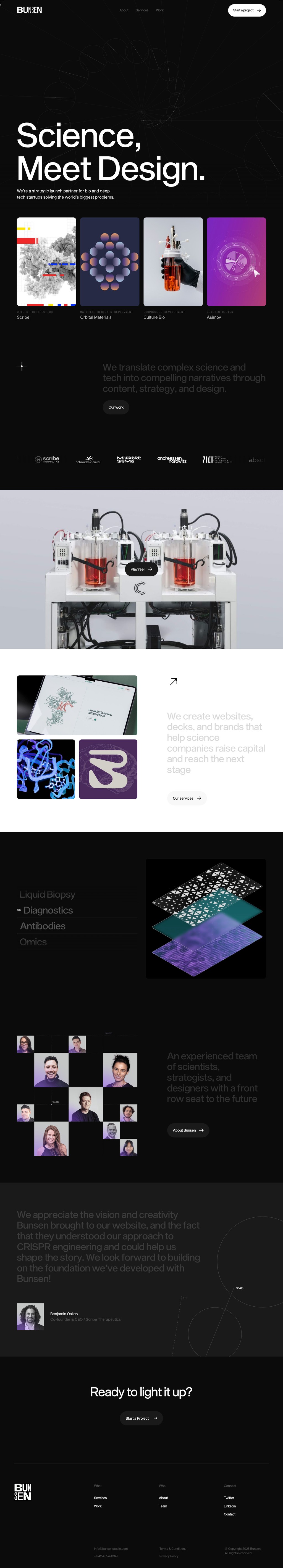 Bunsen Studio desktop landing page