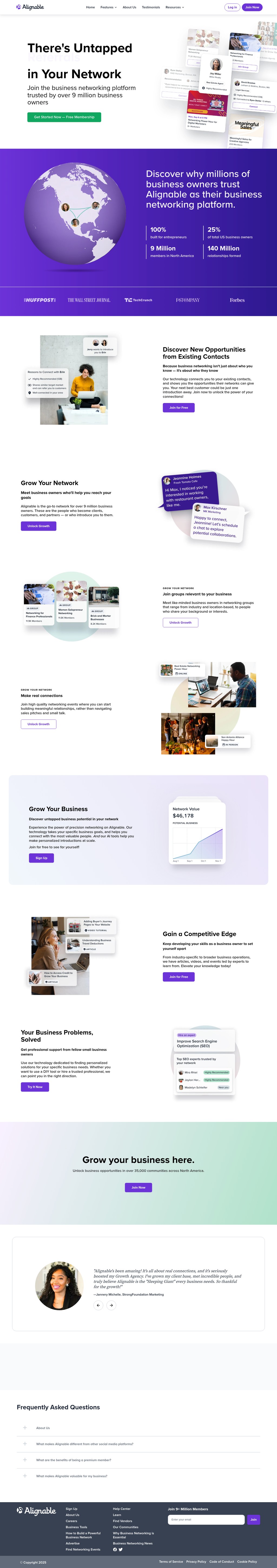 Business Networking Platform desktop landing page