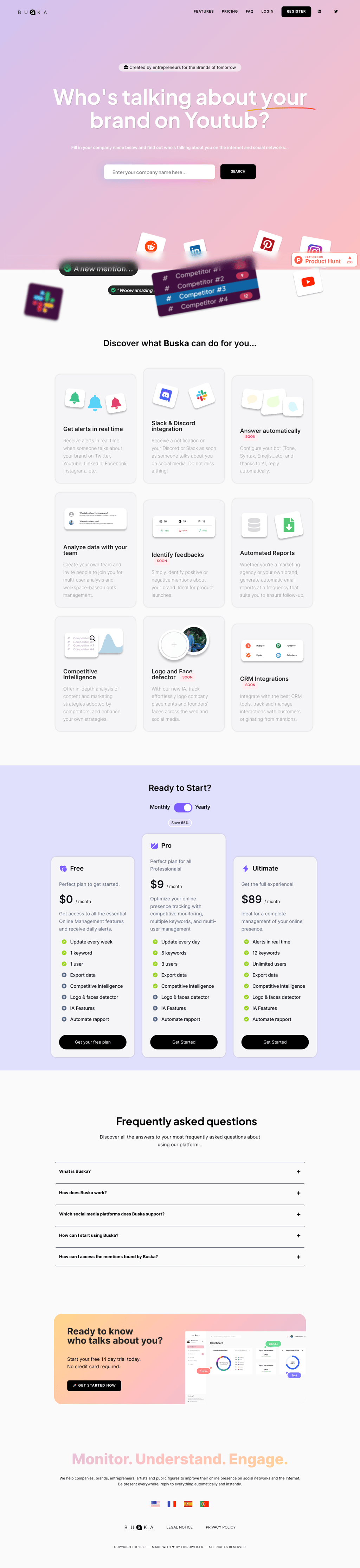 Buska desktop landing page