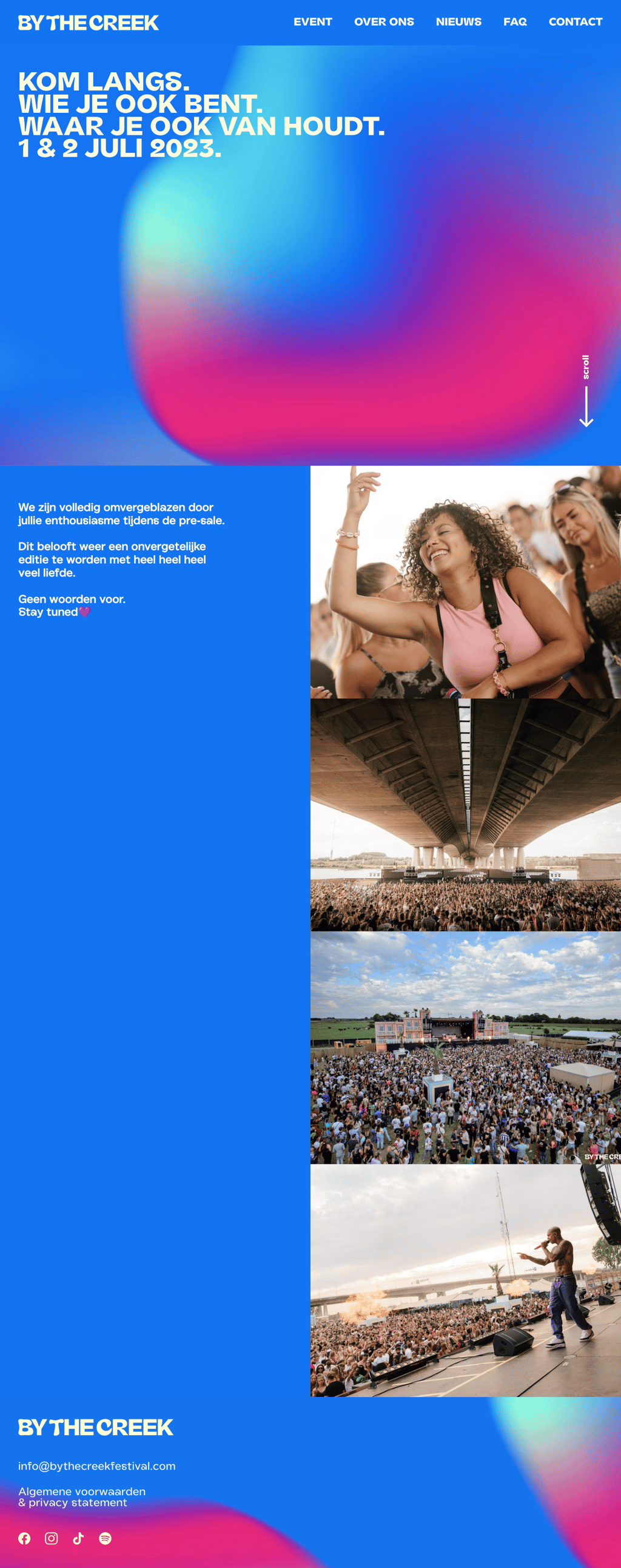 By The Creek Festival desktop landing page