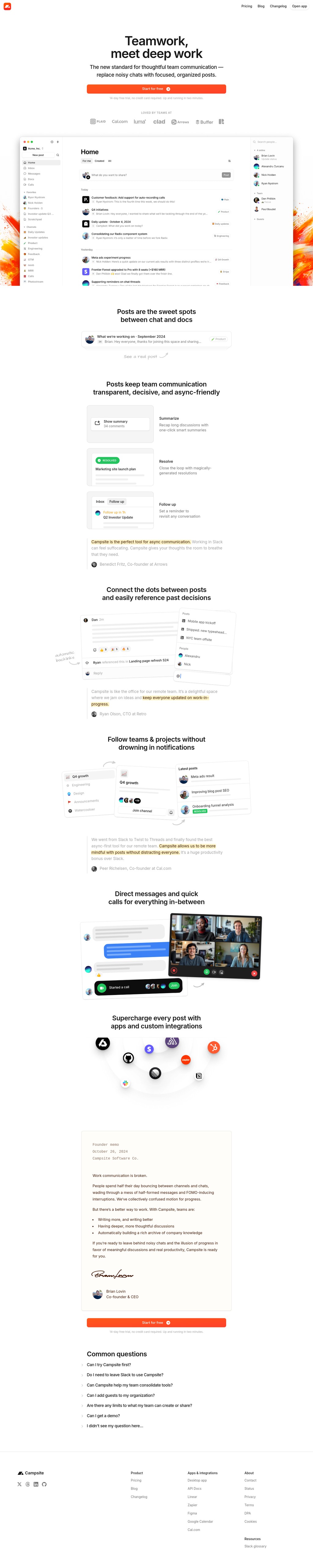 Campsite  desktop landing page