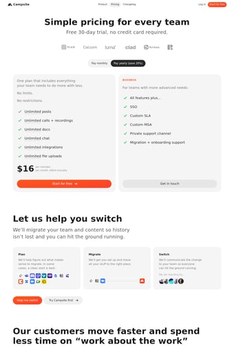 Campsite  landing page