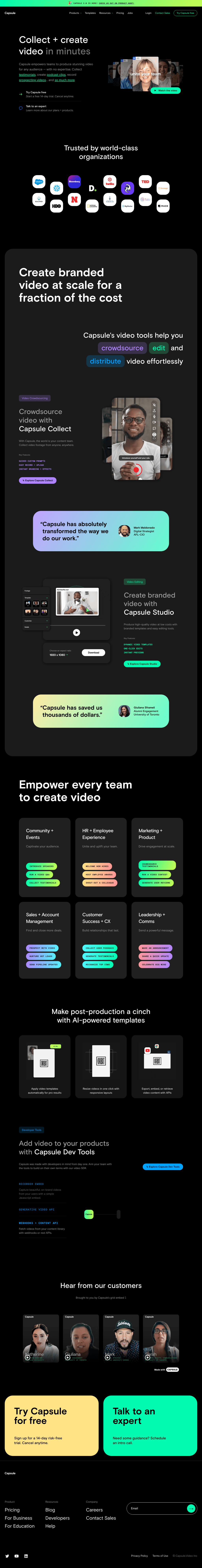 Capsule desktop landing page