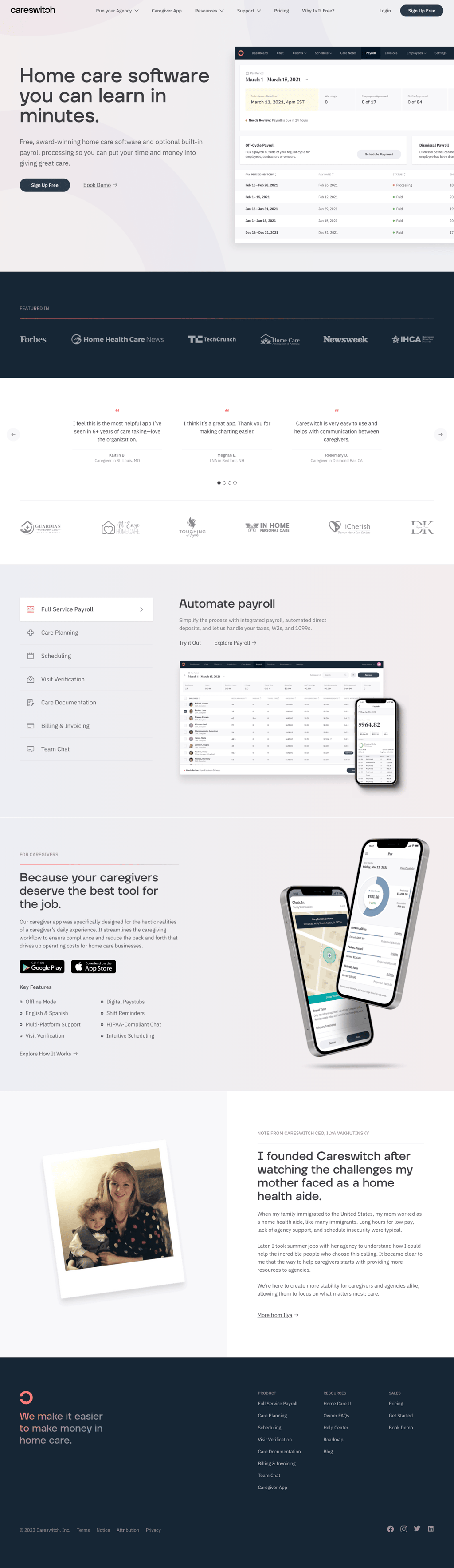 Careswitch desktop landing page