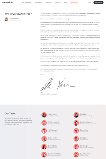 Careswitch landing page