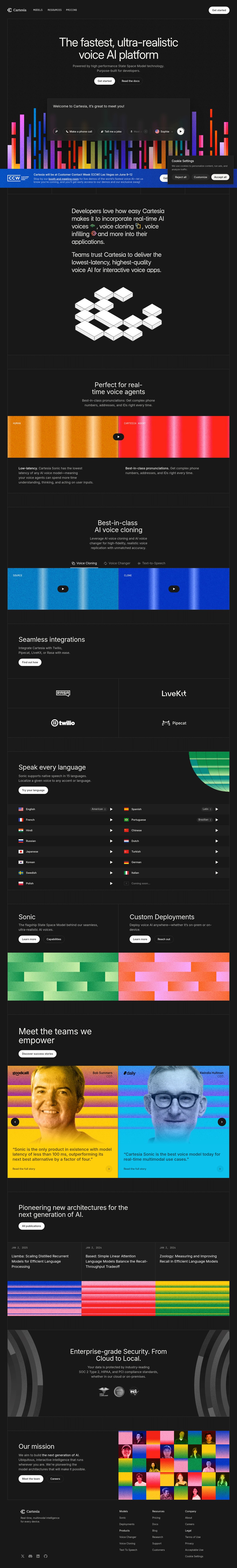 Cartesia desktop landing page