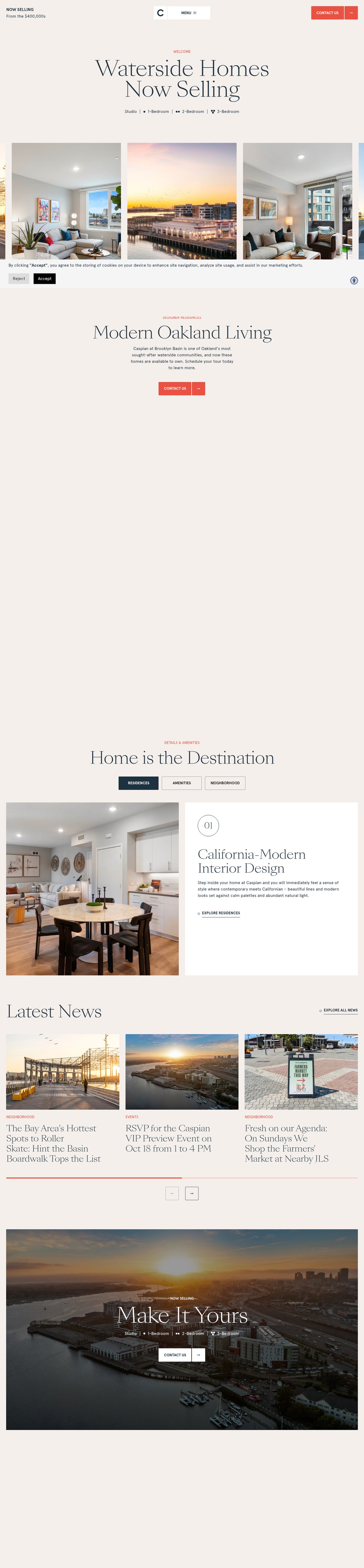 Caspian Home desktop landing page