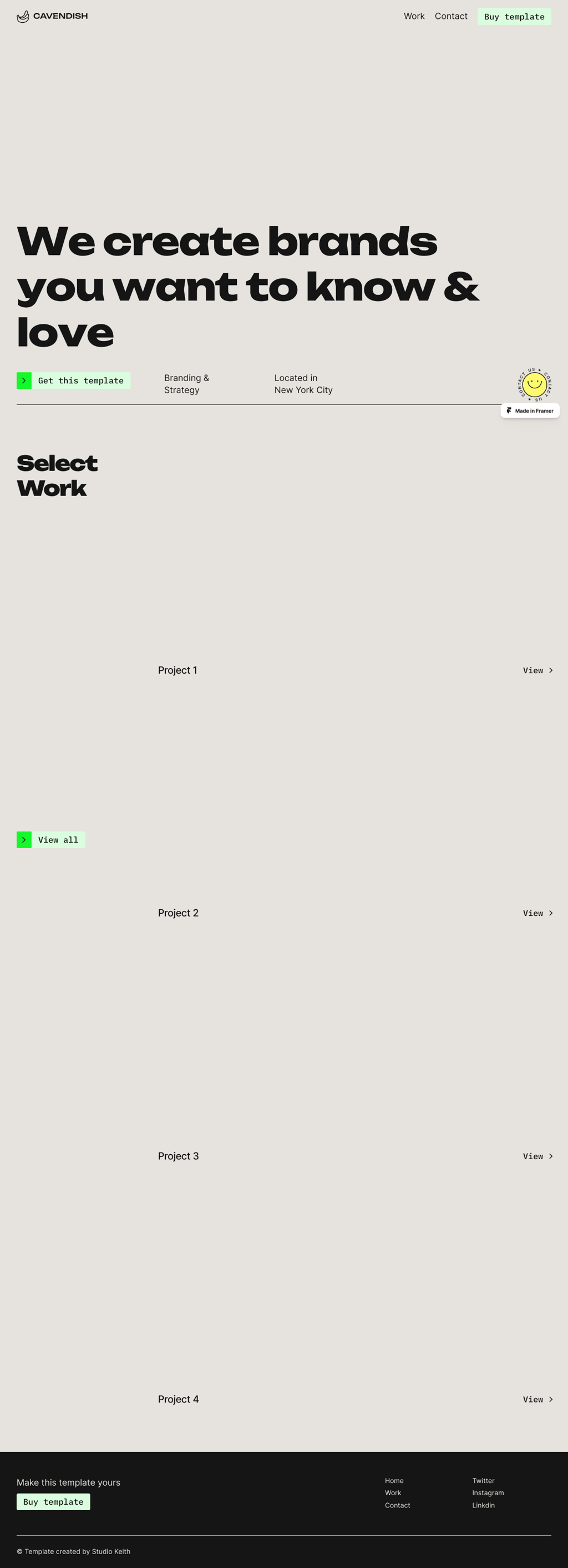 Cavendish desktop landing page