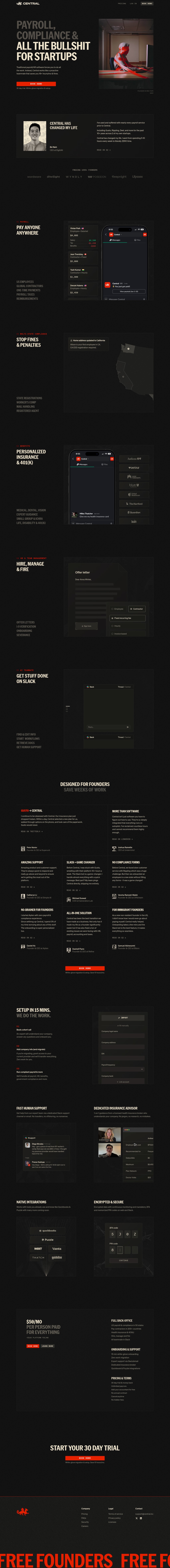 Central desktop landing page