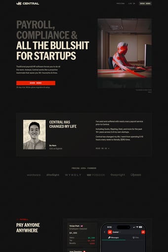 Central landing page