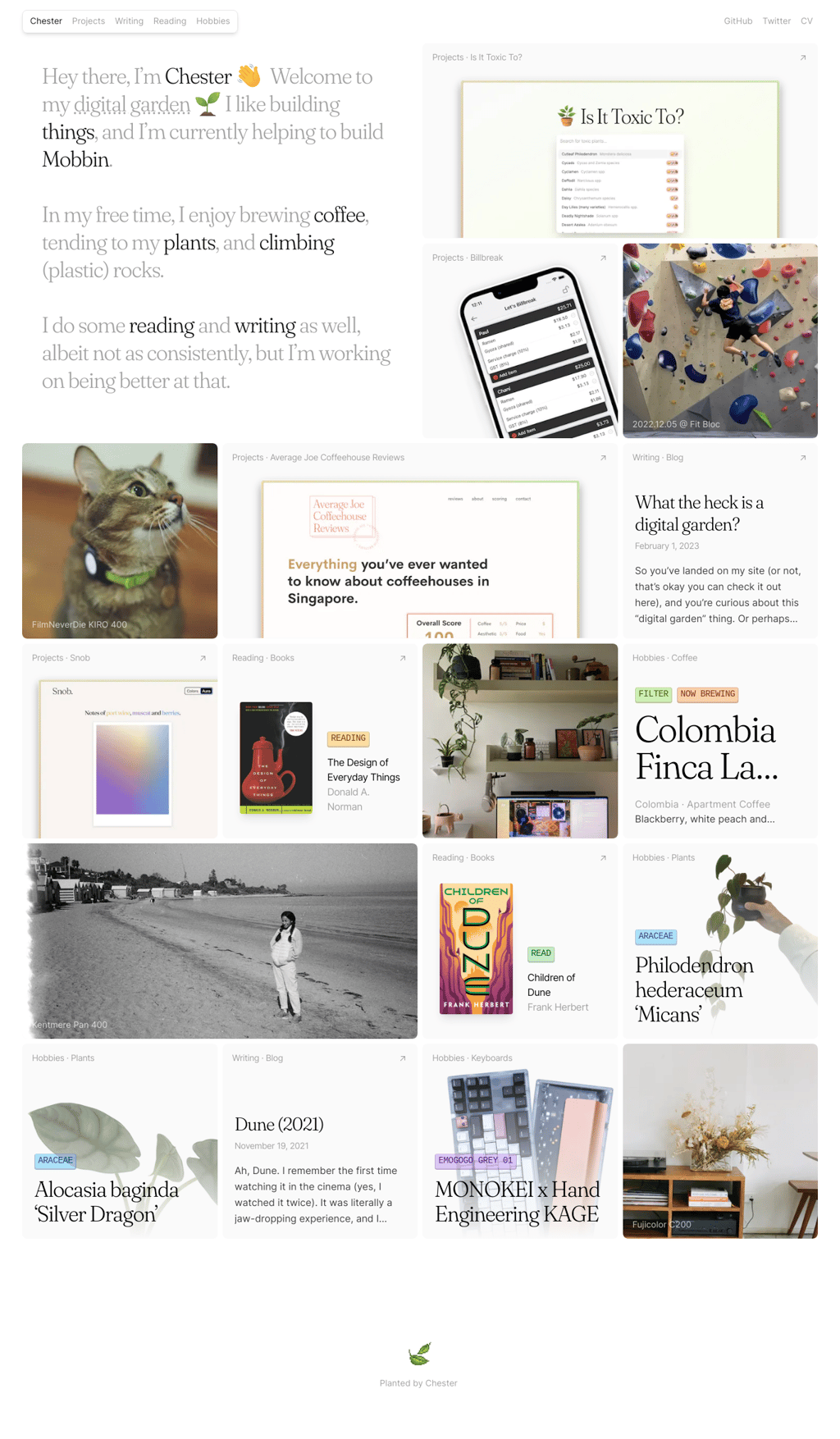 Chester desktop landing page