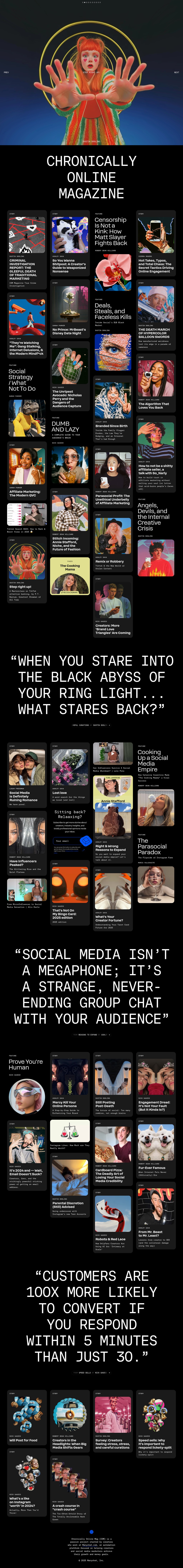 Chronically Online Magazine desktop landing page