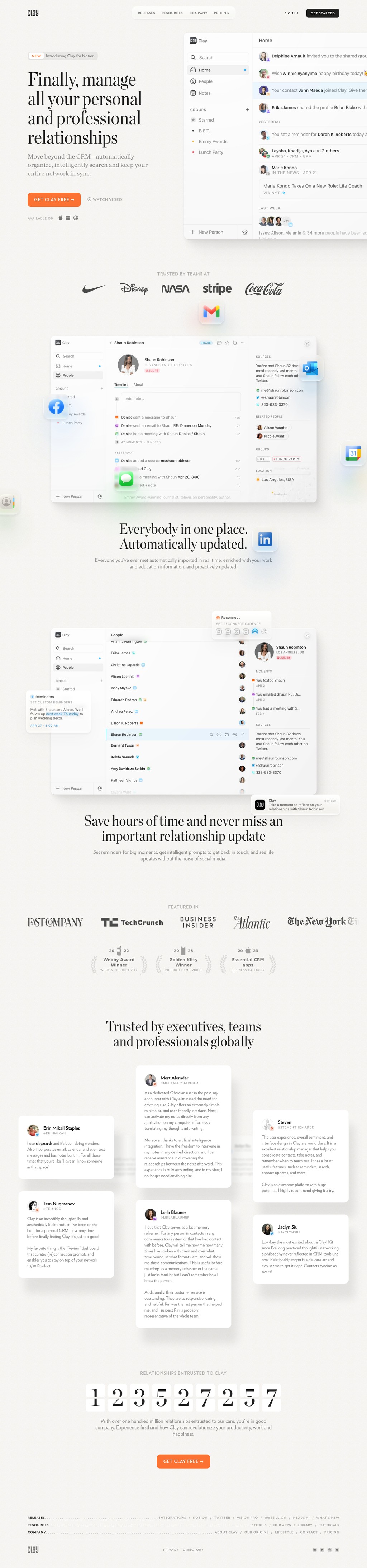 Clay desktop landing page