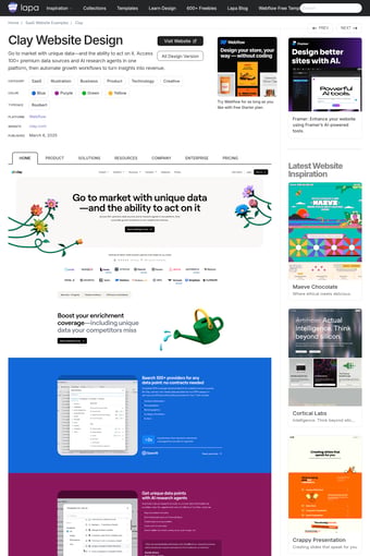 Clay website design landing page