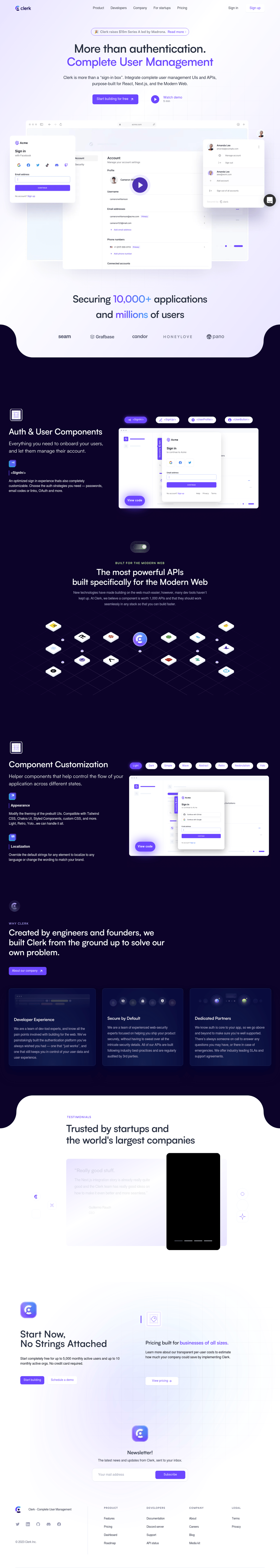 Clerk desktop landing page