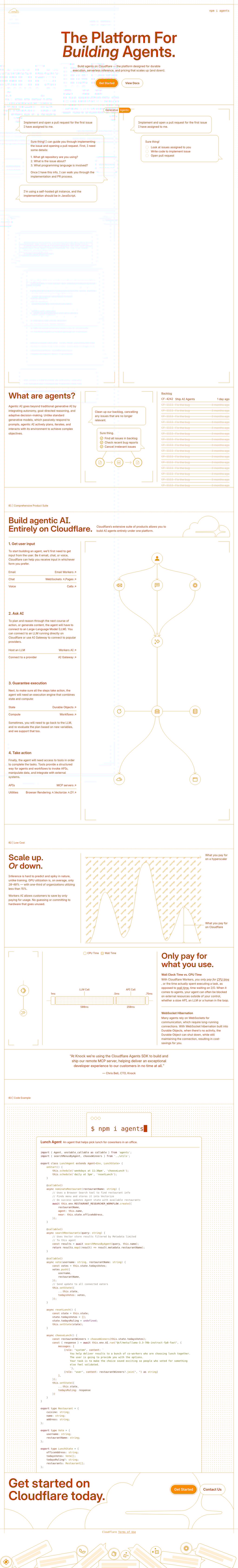Cloudflare Agents desktop landing page