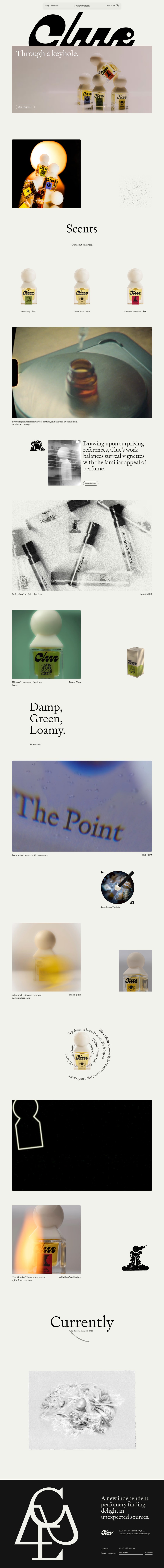 Clue Perfumery desktop landing page