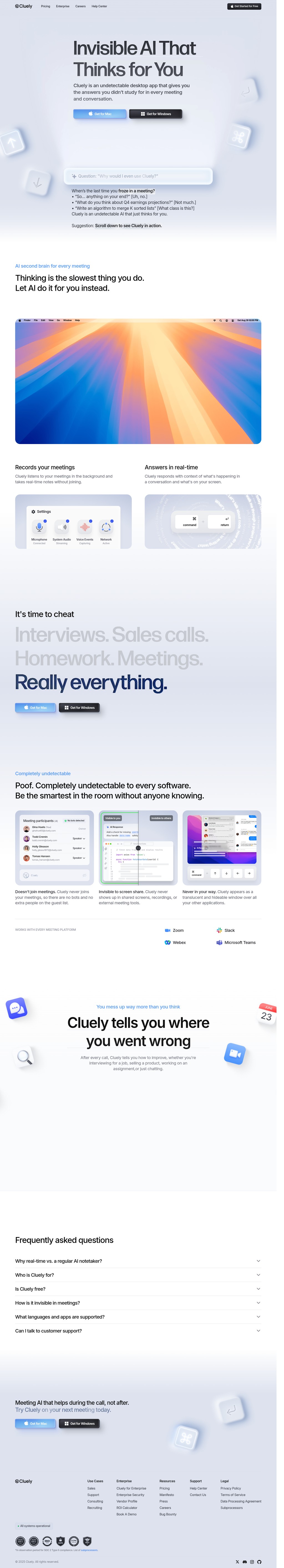 Cluely desktop landing page