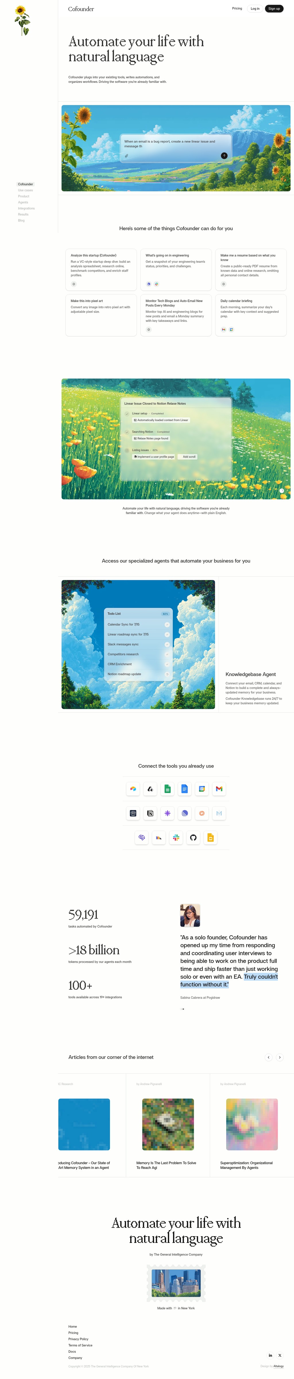 Cofounder desktop landing page