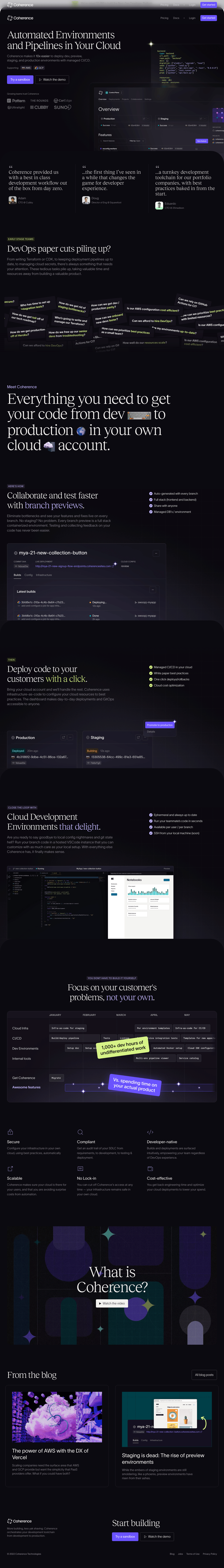 Coherence desktop landing page