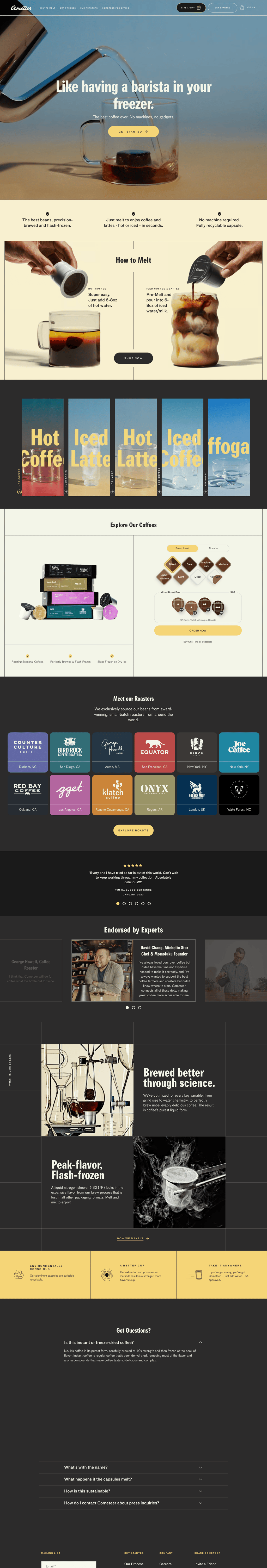 Cometeer desktop landing page