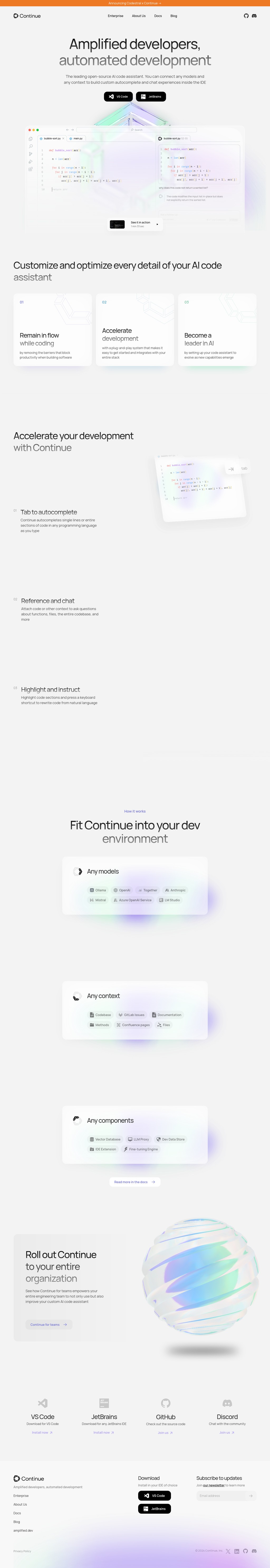 Continue desktop landing page
