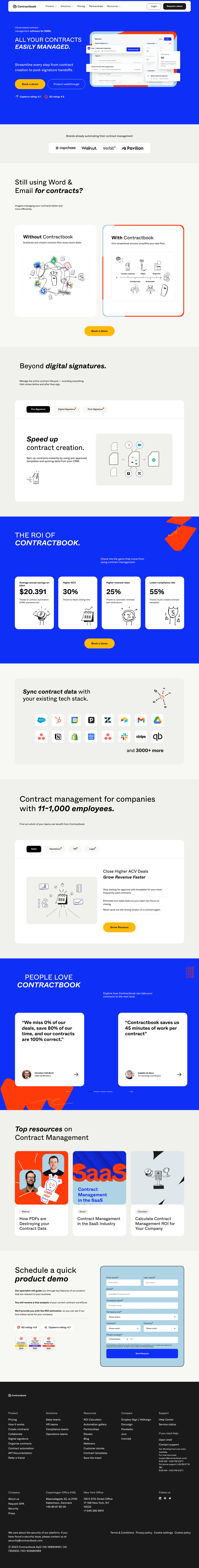 Contractbook desktop landing page