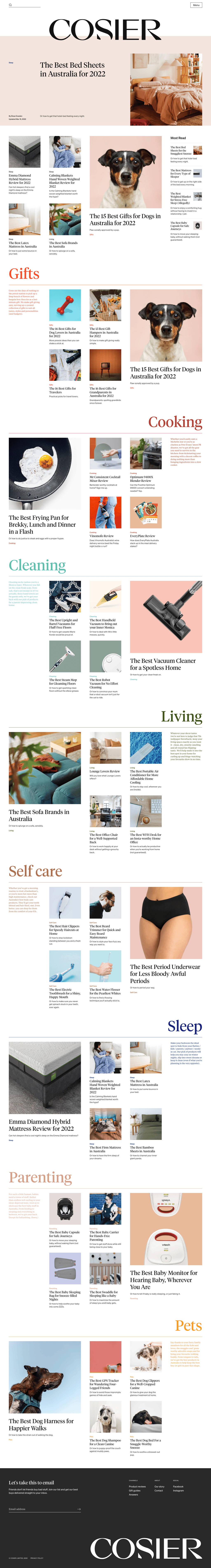 Cosier desktop landing page